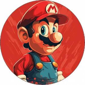 Jedlý papír Super Mario červené pozadí 19,5 cm - Pictu Hap