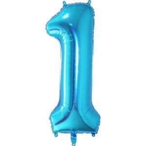 Fóliový balón číslo jedna modrý 102cm - Cakesicq