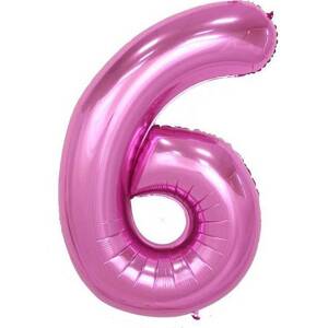 Fóliový balón číslo šesť ružový 102cm - Cakesicq