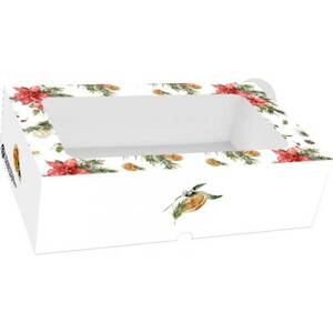 Skladacia krabička na cukríky s okienkom sušený pomaranč a poinsettia 25x15x7cm - Alvarak
