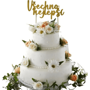 Zlatá dekorácia torty Všetko najlepšie k narodeninám - dortis
