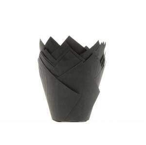 Čierne papierové košíčky na mafiny tulipán 200 ks - House of Marie