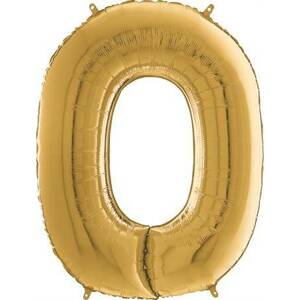 Nafukovací balónik číslo 0 zlatý 66 cm - Grabo