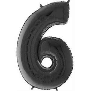 Nafukovací balónik číslo 6 čierny 66 cm - Grabo