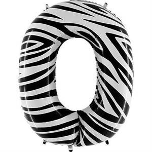 Nafukovací balónik číslo 0 zebra 102 cm extra veľký