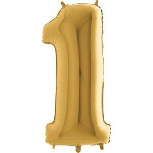 Nafukovací balónik číslo 1 zlatý 102 cm extra veľký - Grabo