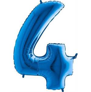 Nafukovací balónik číslo 4 modrý 102 cm extra veľký - Grabo