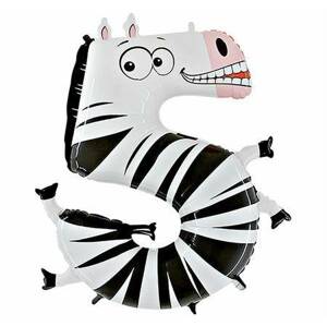 Nafukovací balónik zebra číslo 5 pre deti 102 cm - Grabo