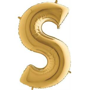 Nafukovací balónik písmeno S zlaté 102 cm - Grabo