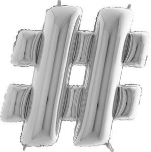 Nafukovací balónik symbol hashtag (mriežka) strieborný 102 cm