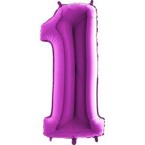 Nafukovací balónik číslo 1 fialový 102 cm extra veľký - Grabo