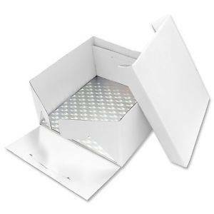 Podložka tortová strieborná štvorec 35,5 cm × 35,5 cm + tortová škatuľa s vekom - PME