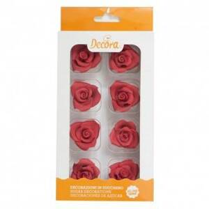 Cukrové ruže červené 8 ks - Decora