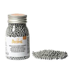 Cukrové ozdoby perličky 4 mm strieborné 100 g - Decora