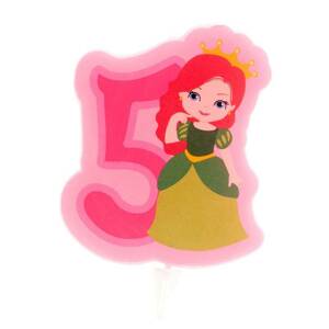 Sviečka na tortu číslica päť princezná 7 cm