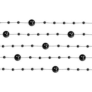 Perlová girlanda černá 130 cm (5 ks)