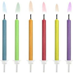 PartyDeco svíčky s barevným plamenem (6 ks) - PartyDeco