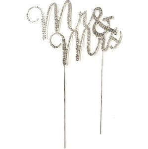 Zapichovací dekorace Mr&Mrs stříbrná 13 cm
