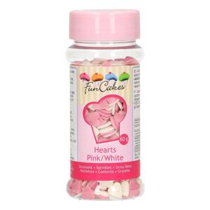 Cukrové srdiečka bielo-ružové 60 g - FunCakes