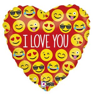 Nafukovací balónik 46 cm emoji láska