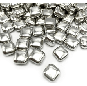 Zdobení metalické stříbrné čtverečky 100g