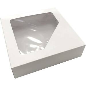 Krabice na zákusky bílá s okénkem (22 x 22 x 6 cm) - dortis