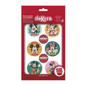 Jedlá papierová dekorácia na cupcake Mickey a Minnie 5,8cm 6ks - Dekora