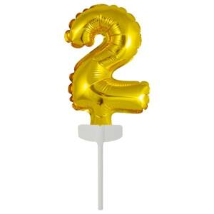 Fóliový balónek zlatý mini - zápich do dortu číslo 2