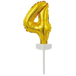 Fóliový balónek zlatý mini - zápich do dortu číslo 4