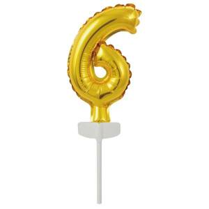 Fóliový balónek zlatý mini - zápich do dortu číslo 6
