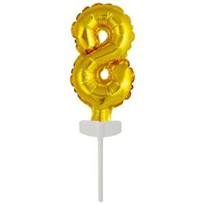 Fóliový balónek zlatý mini - zápich do dortu číslo 8