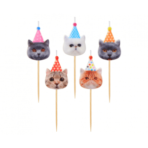 Svíčky na dort 5ks kočky - Godan