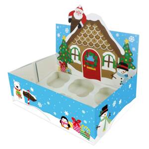 Vánoční krabička na mufinny na 6/12 muffinů vánoční dům 1ks