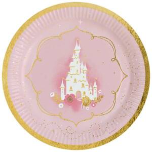 Papírový talíř na párty 8ks 23cm růžový zámek