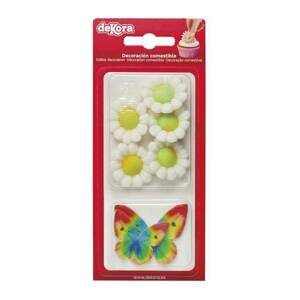 Dekorácia cukety 4 kvety a 4 motýliky - Dekora