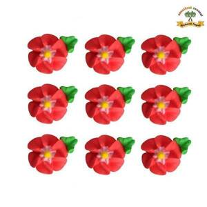Cukrová dekorácia červené kvety na tanieri 9ks - Fagos