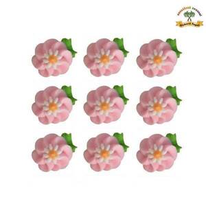 Cukrová dekorácia ružové kvety na tanieri 9ks