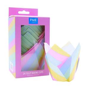 Pastelové papierové košíčky na muffiny tulipán, 24 ks - PME