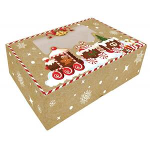 Skladacia krabica na cukrovinky s oknom 25x15x7cm 1ks Vianočný vlak - Alvarak
