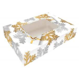 Skladacia krabička na cukríky s okienkom 36x22x5cm 1ks snehové vločky - Alvarak