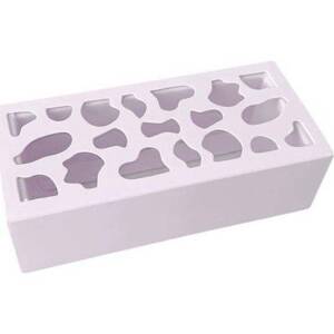 Krabička na makronky růžová se zdobeným okénkem 13 x 6 x 4 cm (na 4 kusy) - dortis