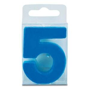 Sviečka v tvare číslice 5 – mini, modrá - Stadter