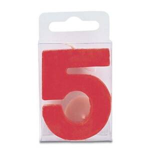 Sviečka v tvare číslice 5 – mini, červená - Stadter