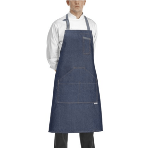 EGOCHEF Kuchárska zástera EGOchef ku krku s vreckami - jeans