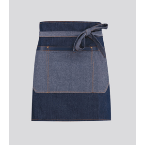 TOMA Čašnícka zástera mini TOMA - modrá jeans / eko koža