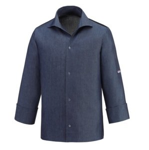 EGOCHEF Kuchársky rondon EGOchef VIP s košeľovým strihom UNISEX - jeans - dlhý rukáv XL